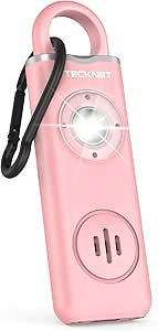 TECKNET Rechargeable Personal Safety Alarm for Women, 130dB Self Defense Keychain Alarm with SOS Strobe Light, Low Battery Notice, Loud Siren Safety Keychain for Girls Kids Elderly - Pink