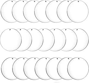 100 Pcs Round Acrylic Keychain Blanks 2Inch Circle Blanks with Hole,Clear Acrylic Discs Circles Bulk for Keychains Ornament Painting and Vinyl Crafts Projects