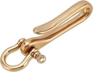 PH PandaHall Fish Hook Keychain, Brass Key Ring Golden Solid U Shape Key Hook Belt Keyring Pocket Clip with Key Shackle Heavy Duty Car Keychain for Men Women Wallet Chain Purse Accessory