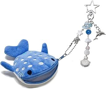 Whale Shark Coin Purse Keychain Cute Plush Keychain Coin Pouch With Zipper Plush Change Purse Bag Charm for Women