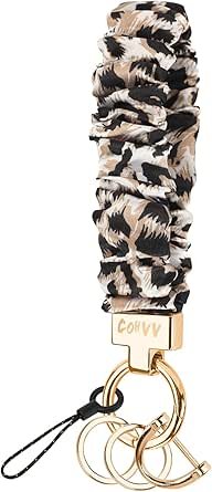 Scrunchie Keychain Wristlet for Women - Stretch Car Key Holder Bracelet, Key Chain Wristlet for Gym, Shopping & Travel