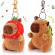 Achwishap 2PCS Capybara Plush Keychain,Cute Keychain Capybara Stuffed Animal,Soft Capybara Plush Toys Key Chain,Kawaii Plushie Stuffed Toys for Kids Adults Birthday(Turtle,Strawberry Hat)